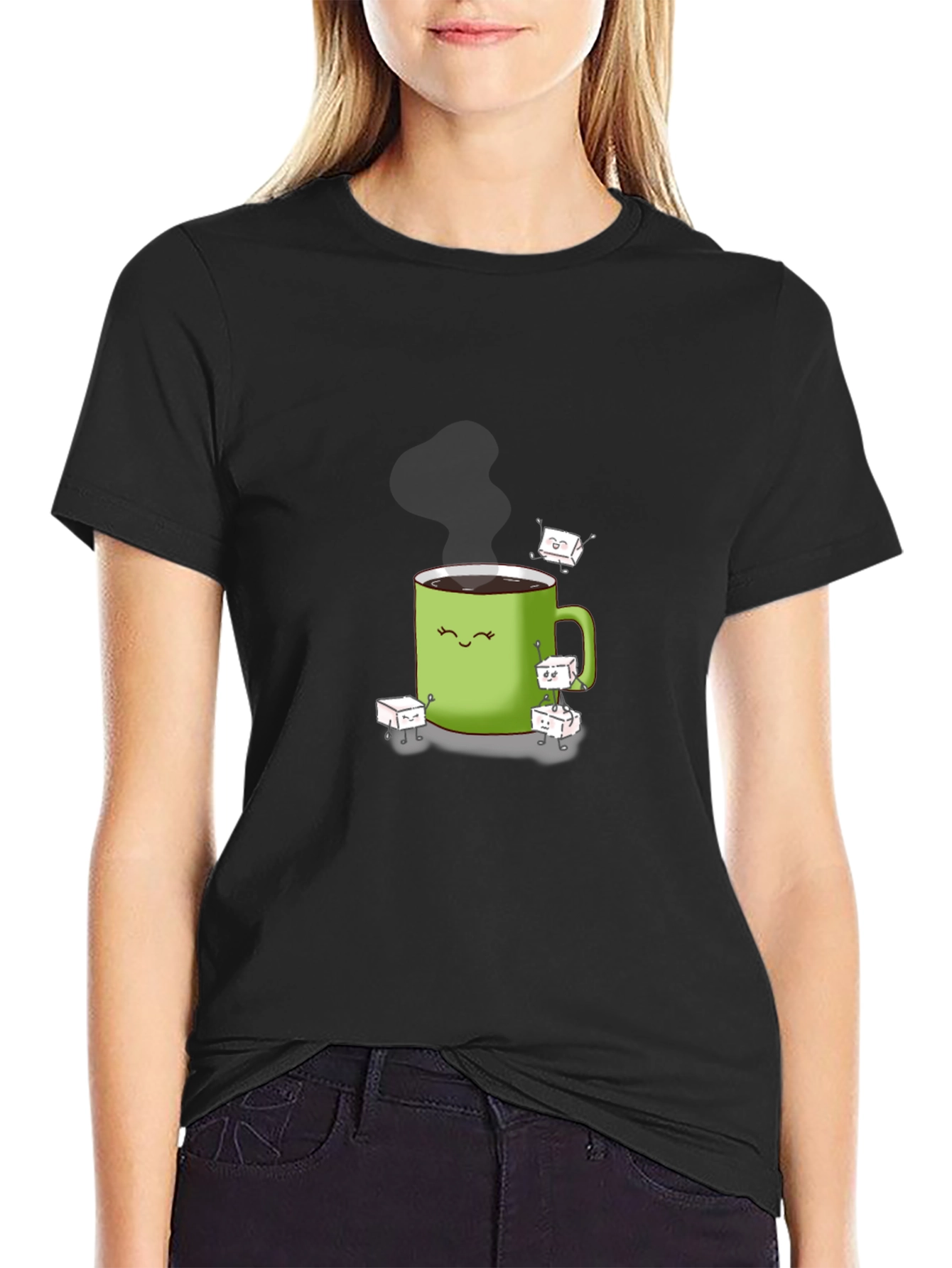 Coffee Cup & Sugar Cubes Graphic T-Shirt