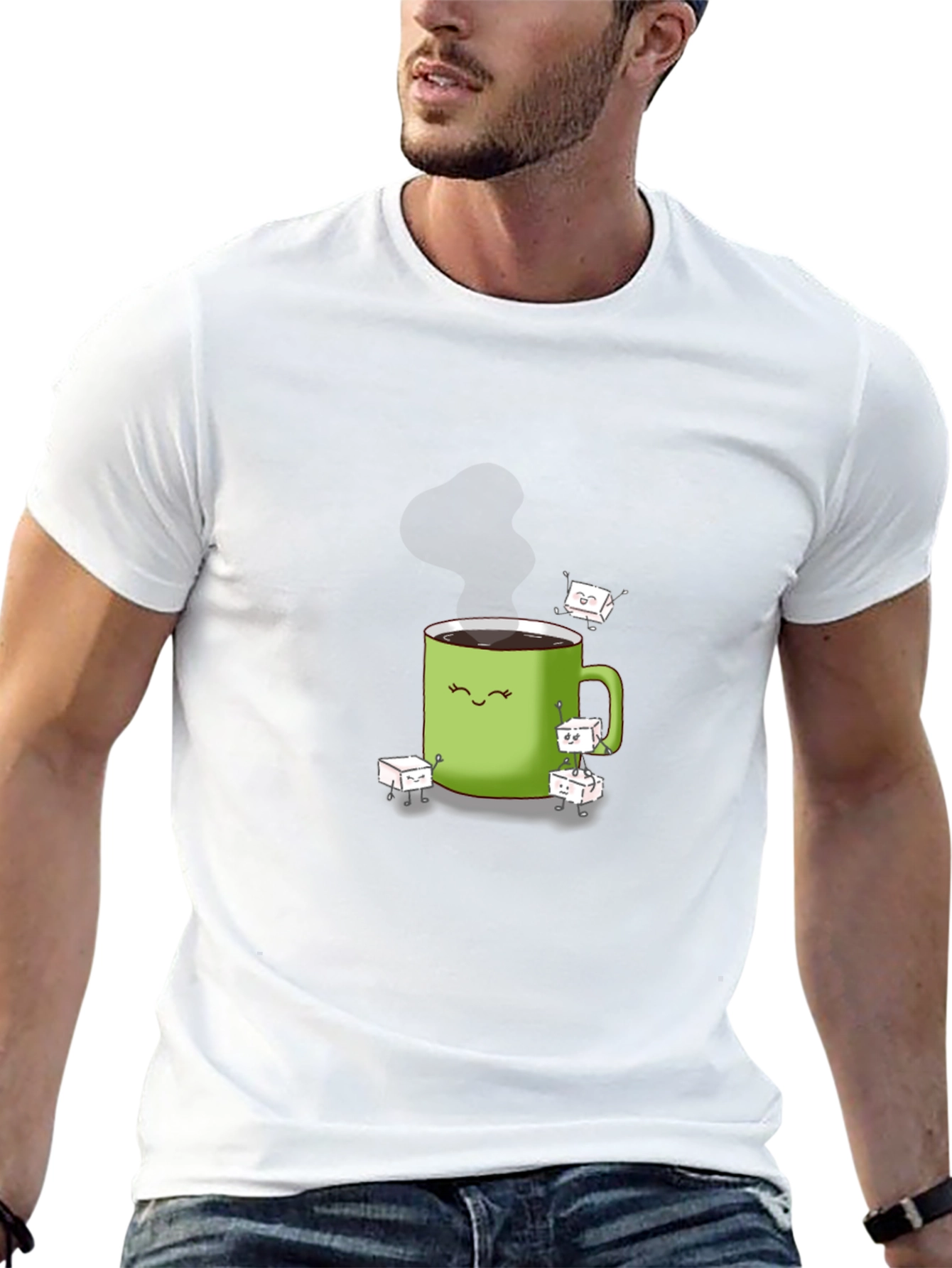Coffee Cup & Sugar Cubes Graphic T-Shirt