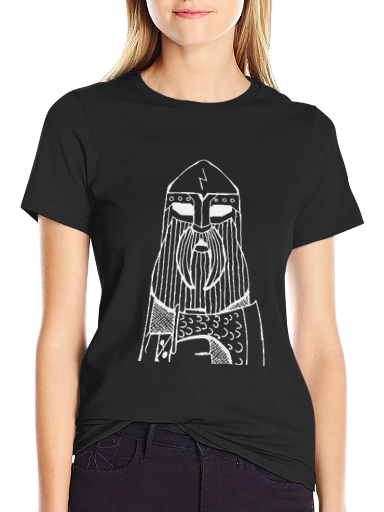 Viking Warrior Graphic Tee - Black Cotton T-Shirt