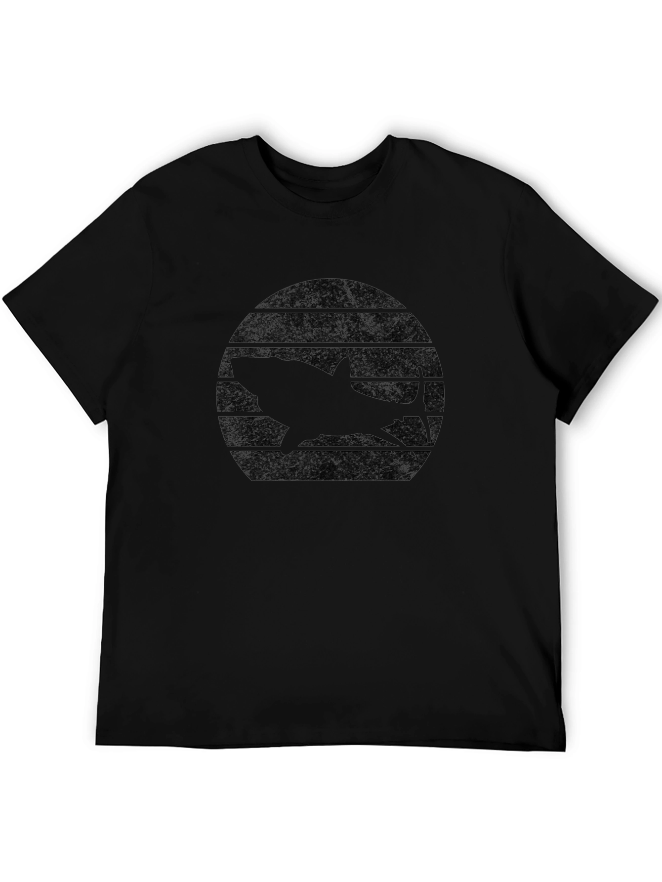 Retro Shark Sunset Black T-Shirt