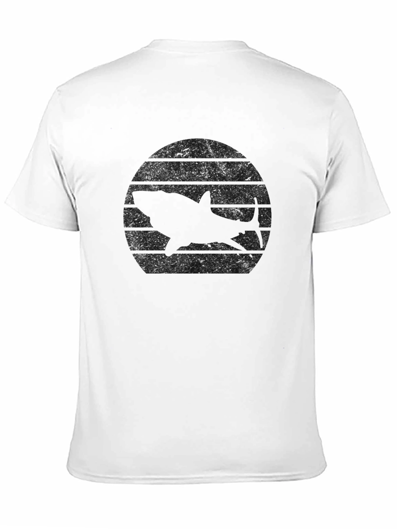 Retro Shark Sunset Black T-Shirt