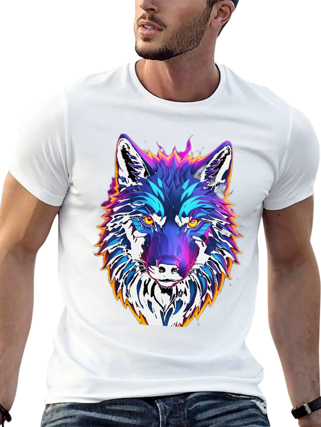 Vibrant Wolf Graphic Tee - Unique Design
