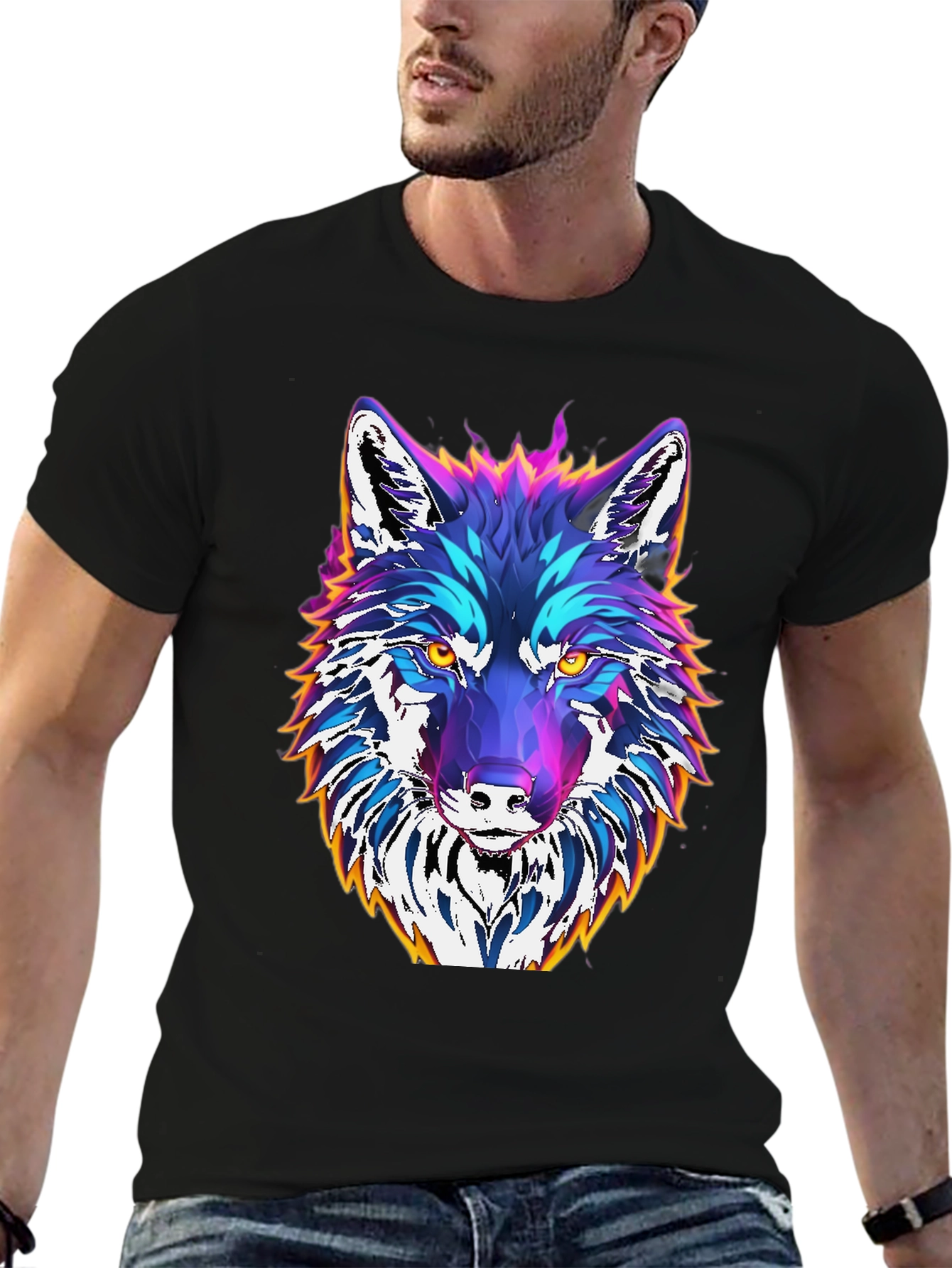 Vibrant Wolf Graphic Tee - Unique Design
