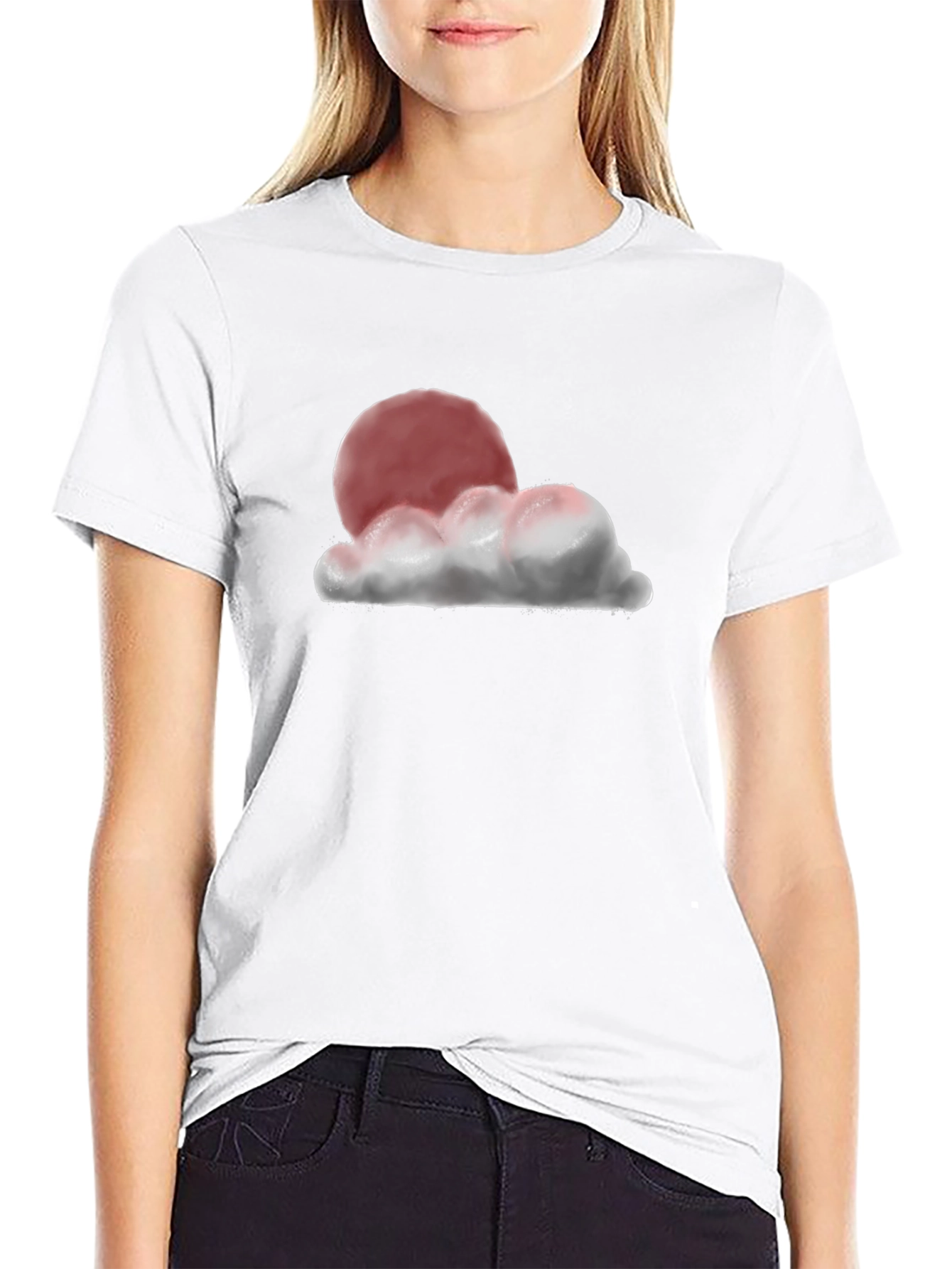 Sunset Cloud Graphic T-Shirt - Relaxed Fit Black Tee