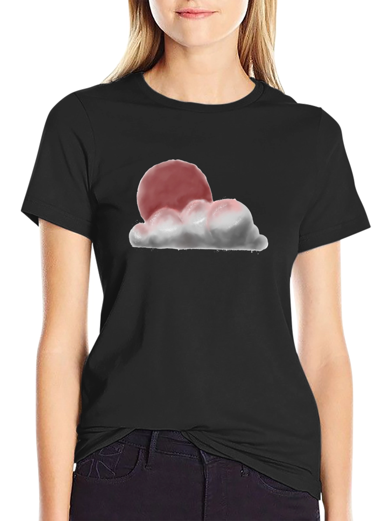 Sunset Cloud Graphic T-Shirt - Relaxed Fit Black Tee