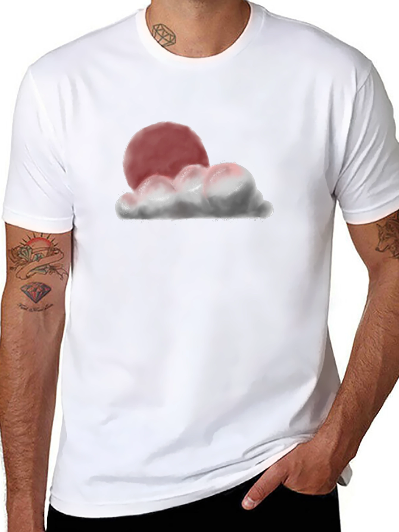 Sunset Cloud Graphic T-Shirt - Relaxed Fit Black Tee