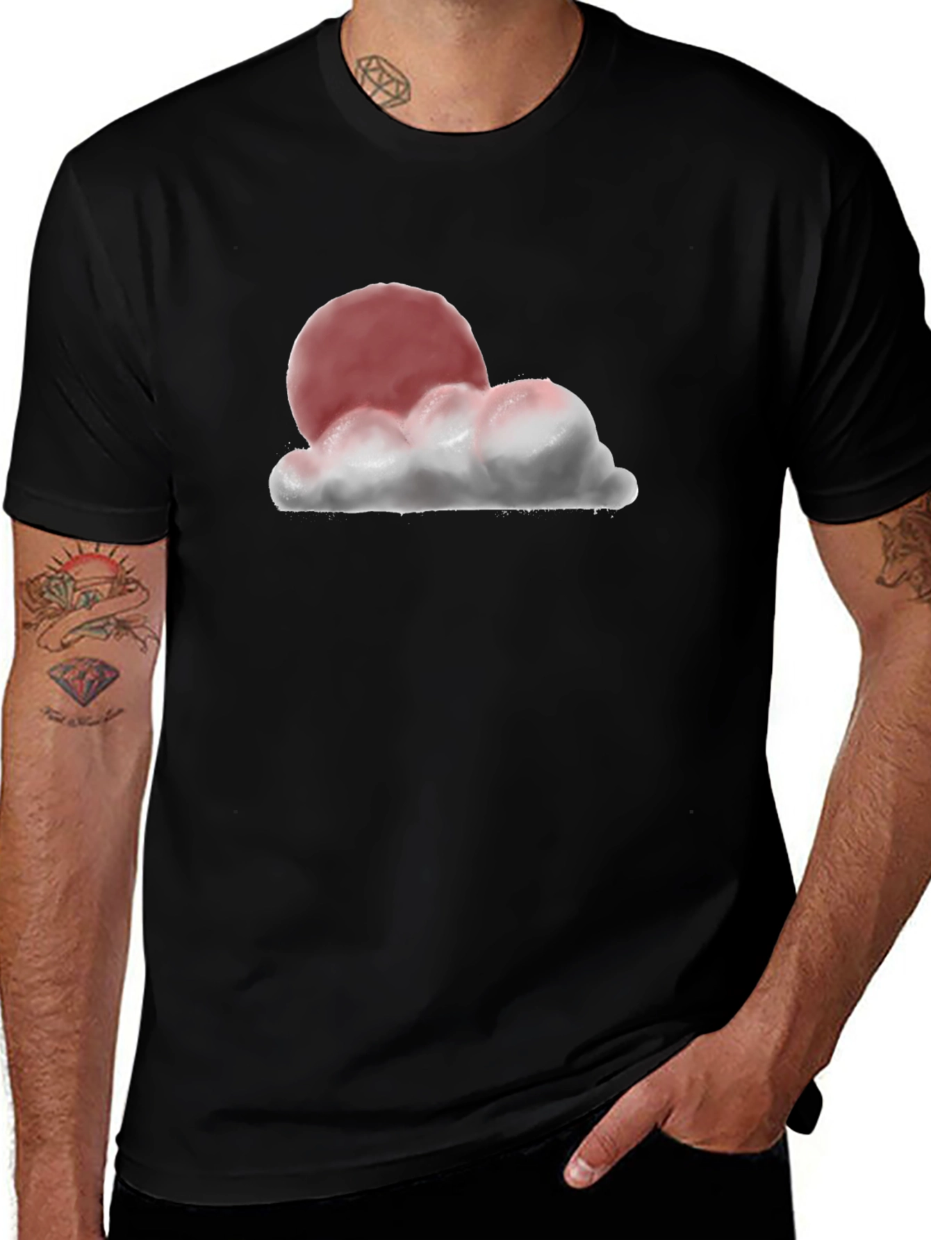 Sunset Cloud Graphic T-Shirt - Relaxed Fit Black Tee