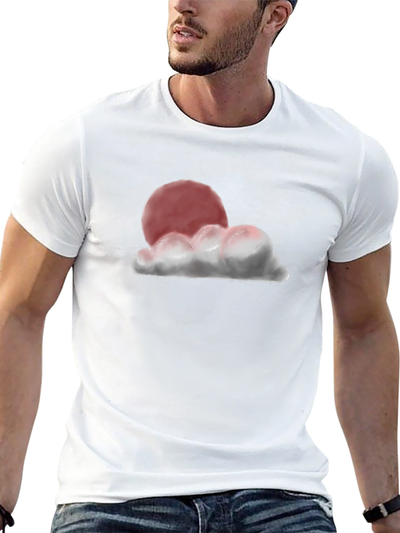 Sunset Cloud Graphic T-Shirt - Relaxed Fit Black Tee