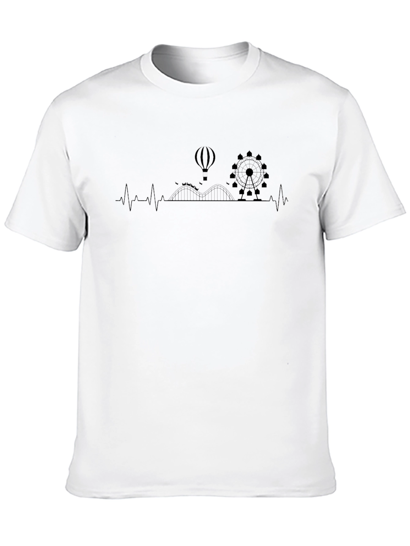 Amusement Park Heartbeat Graphic Tee - Black