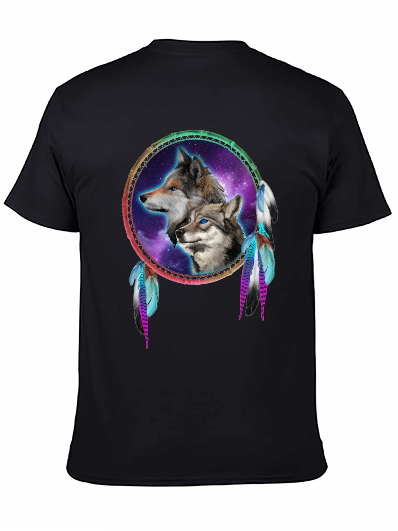 Wolf Dreamcatcher Black T-Shirt