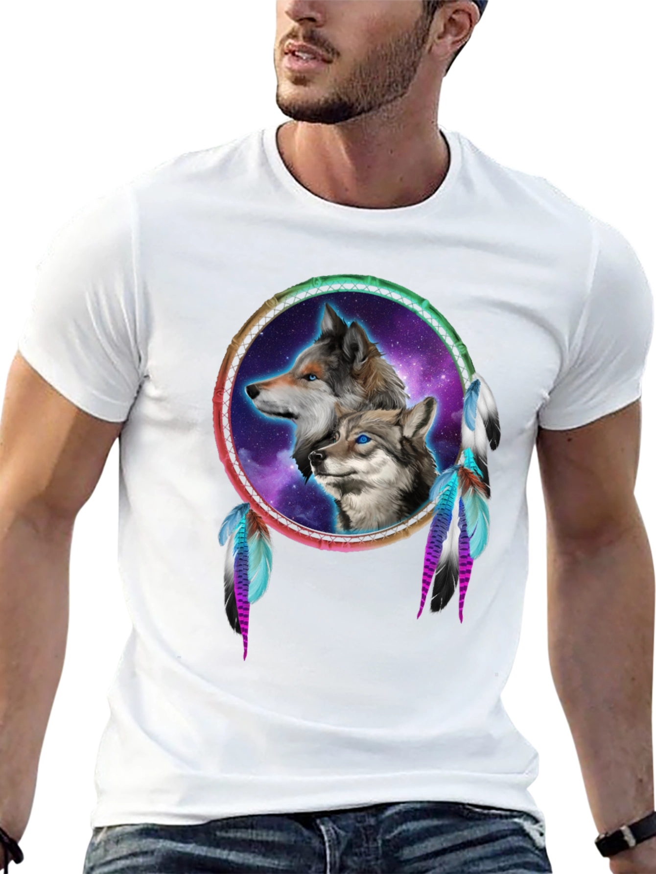 Wolf Dreamcatcher Black T-Shirt