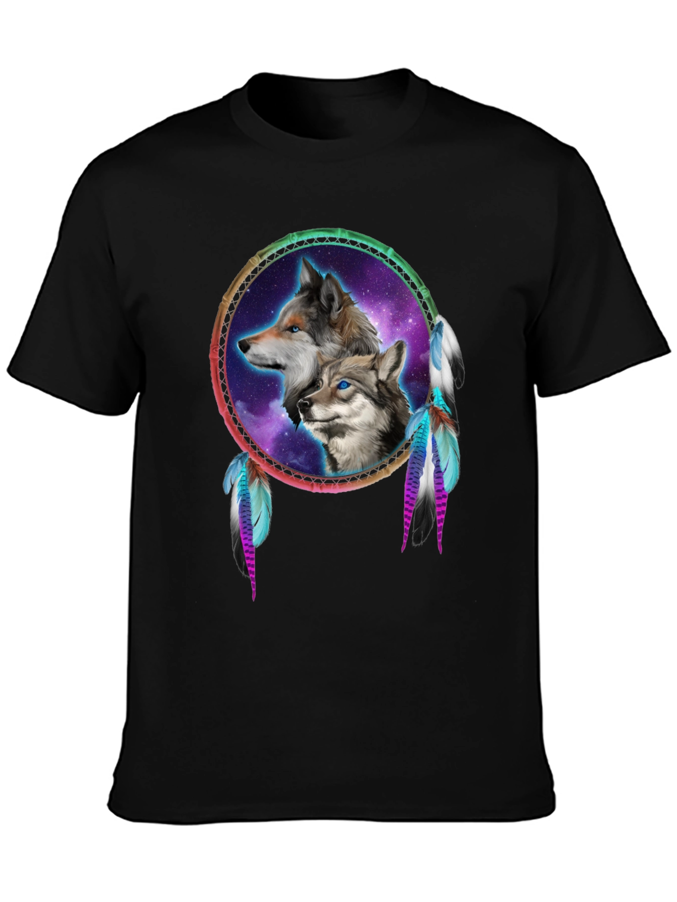 Wolf Dreamcatcher Black T-Shirt