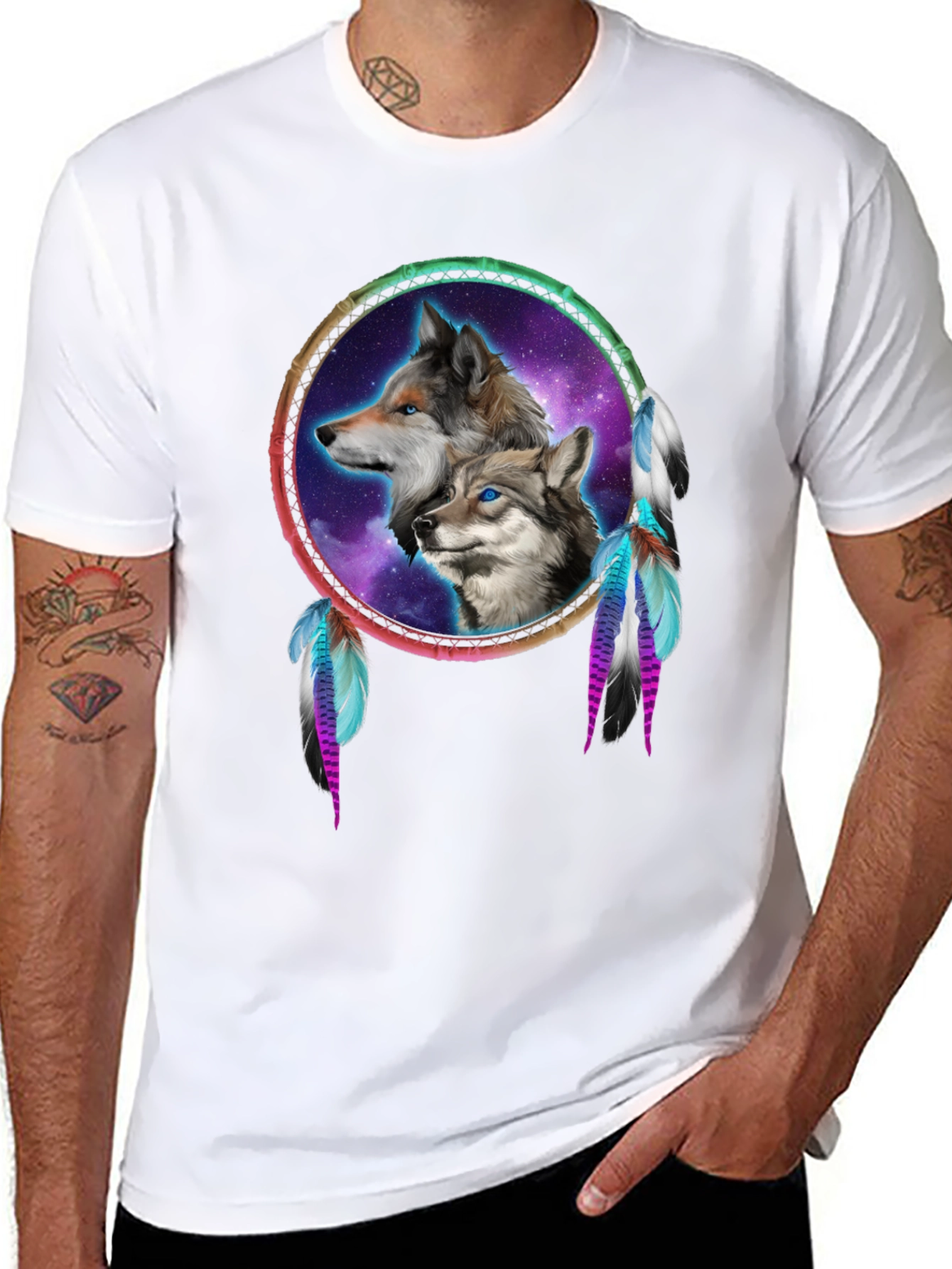 Wolf Dreamcatcher Black T-Shirt