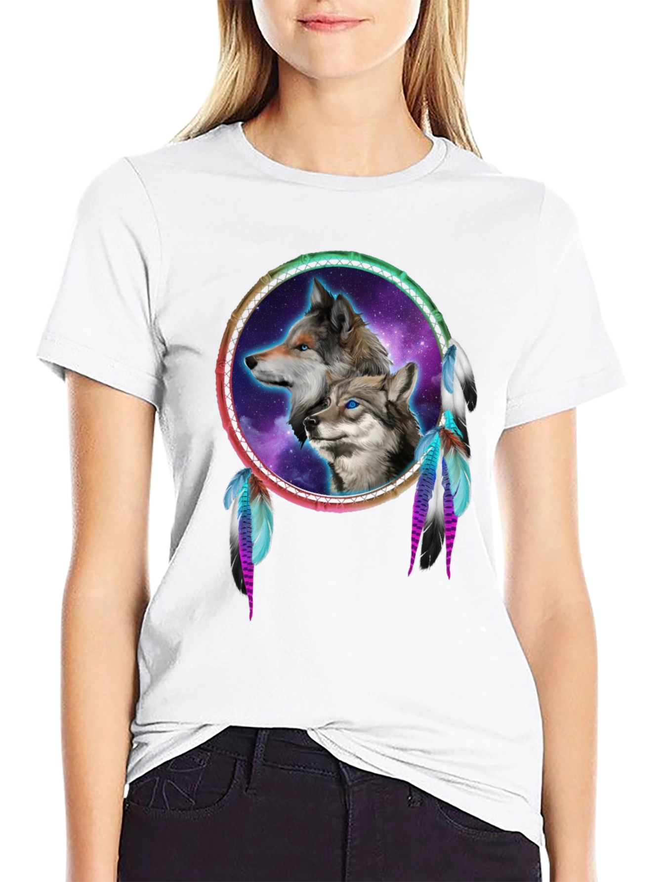 Wolf Dreamcatcher Black T-Shirt