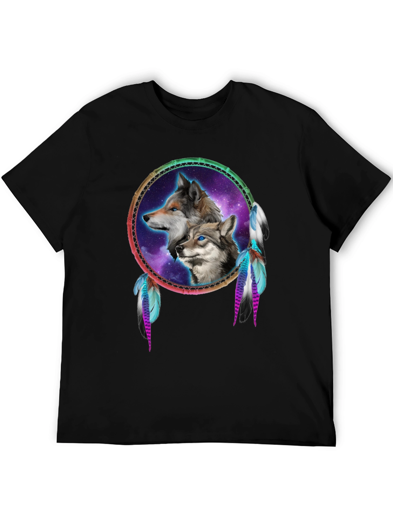 Wolf Dreamcatcher Black T-Shirt