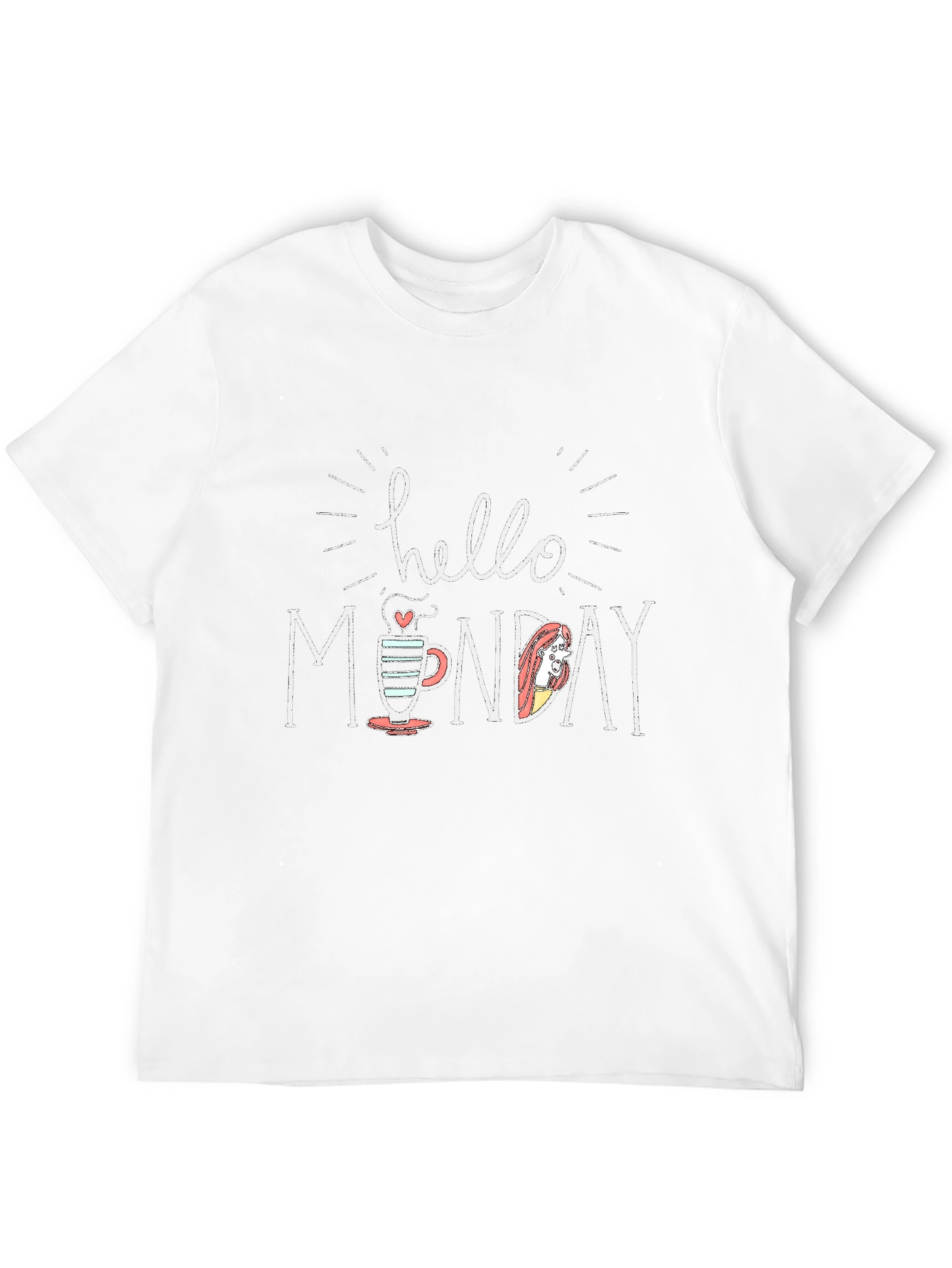 Hello Monday T-Shirt - Cute Coffee Cup Graphic Tee