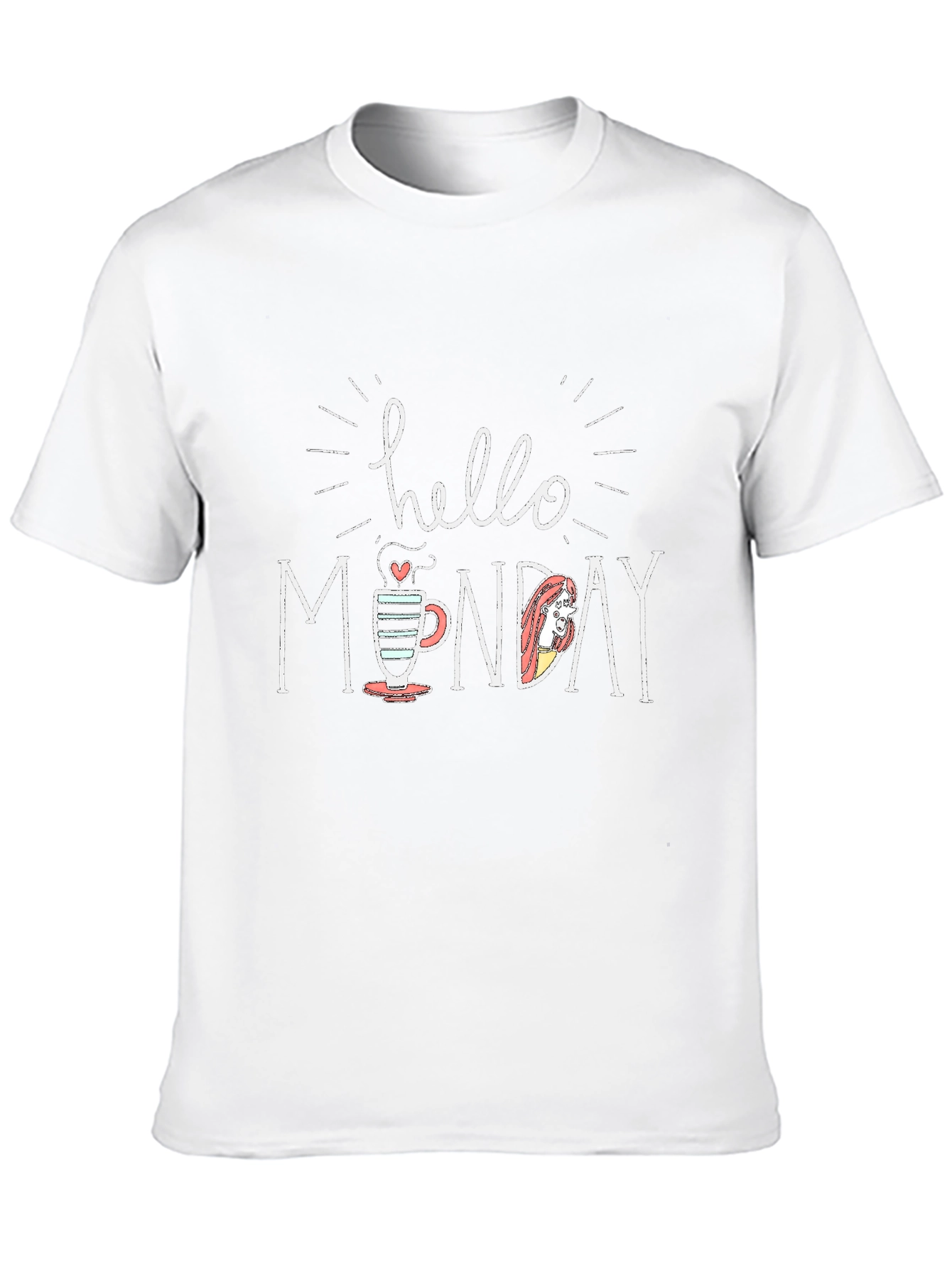 Hello Monday T-Shirt - Cute Coffee Cup Graphic Tee