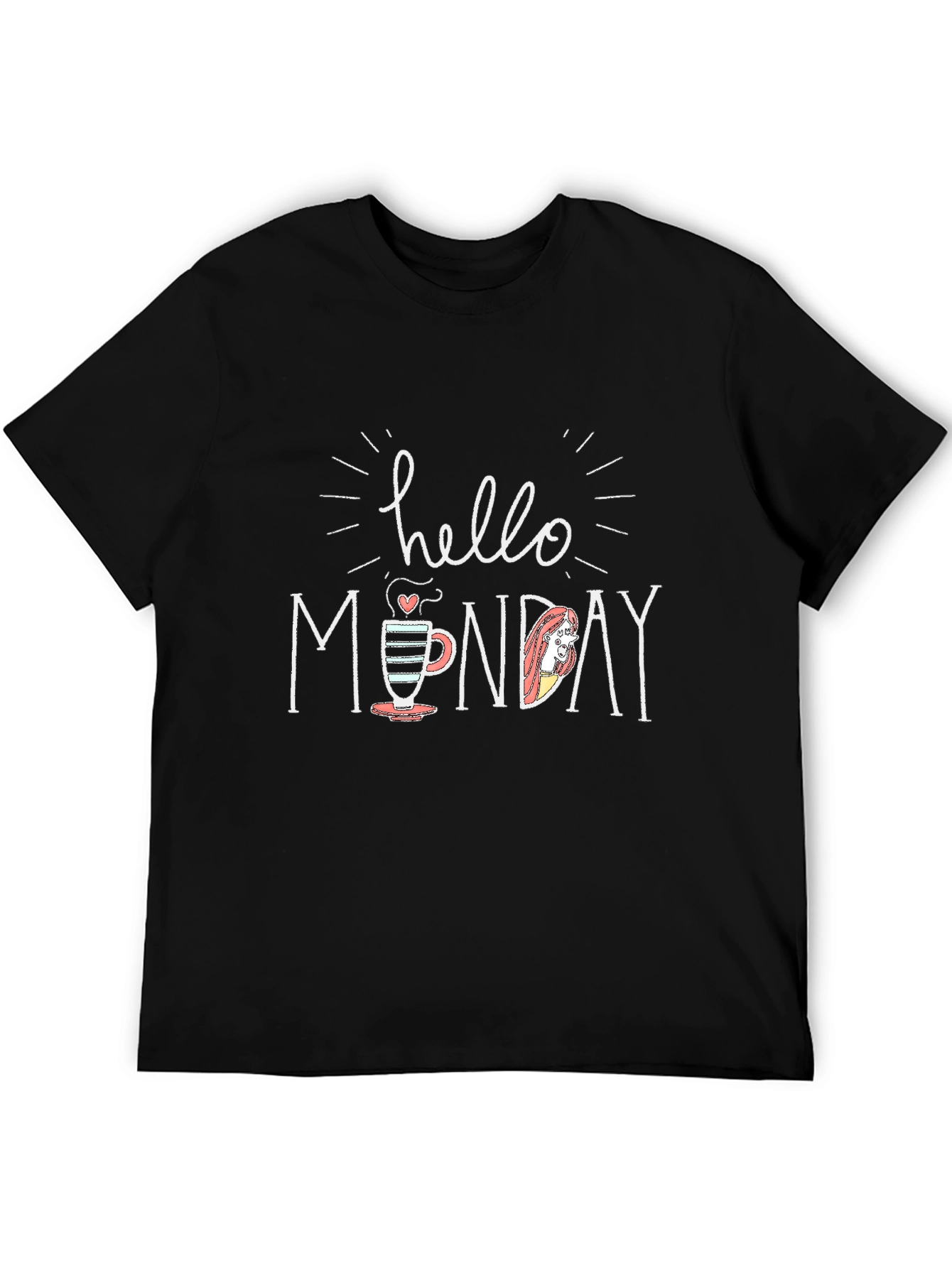 Hello Monday T-Shirt - Cute Coffee Cup Graphic Tee