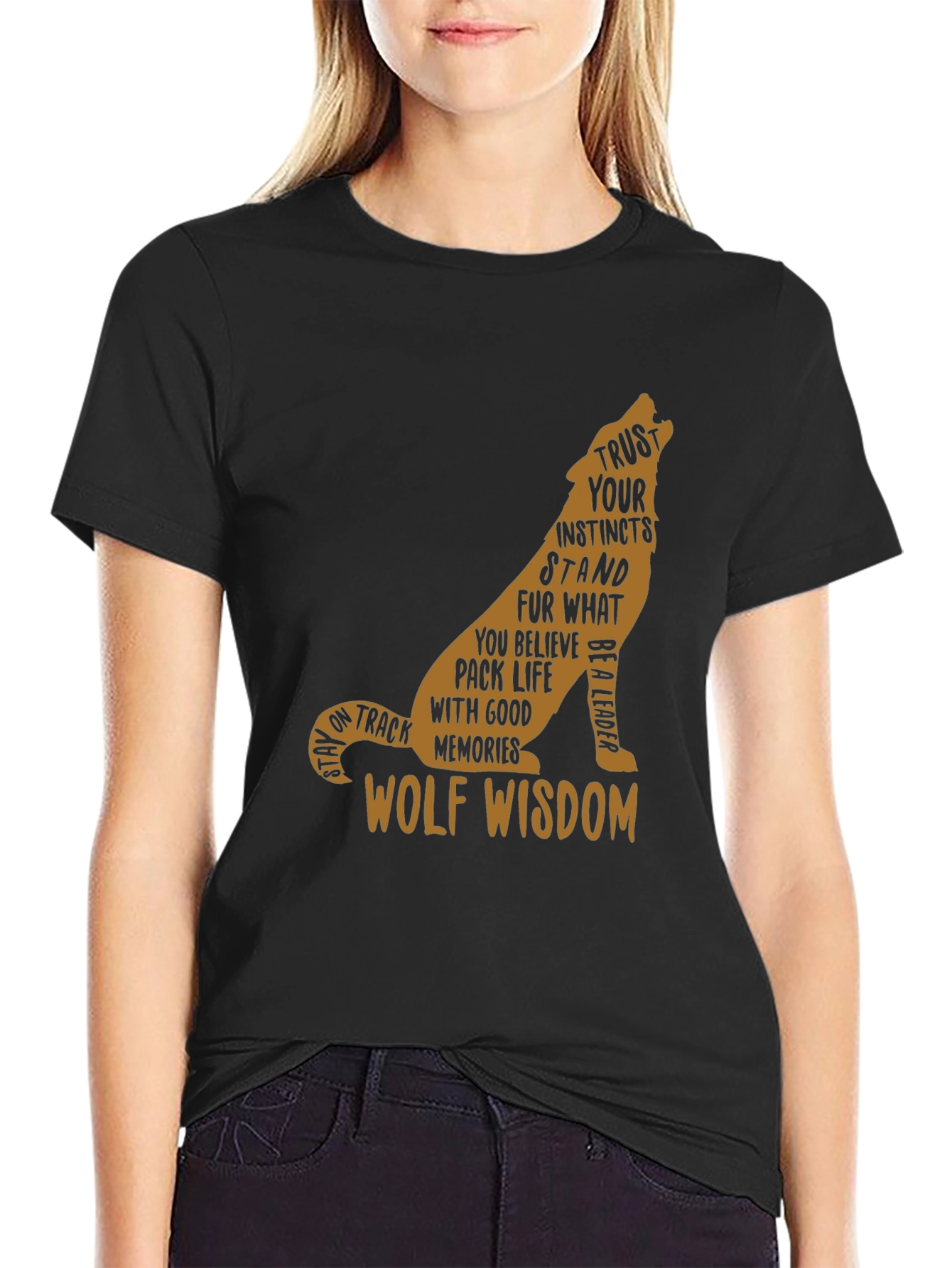 Wolf Wisdom Graphic Tee - Black