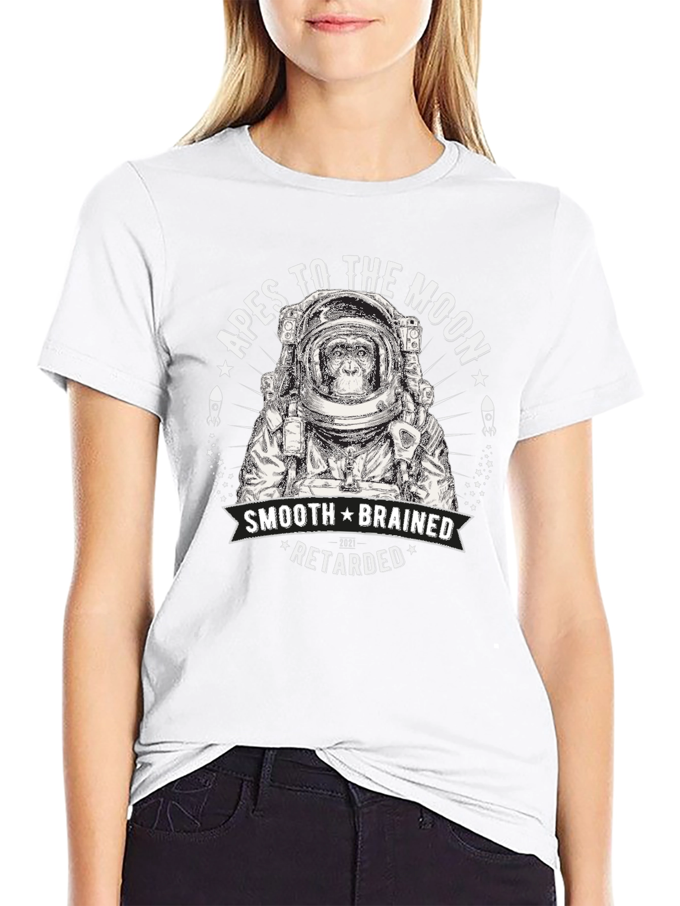 Apes to the Moon T-Shirt - Smooth Brain Edition