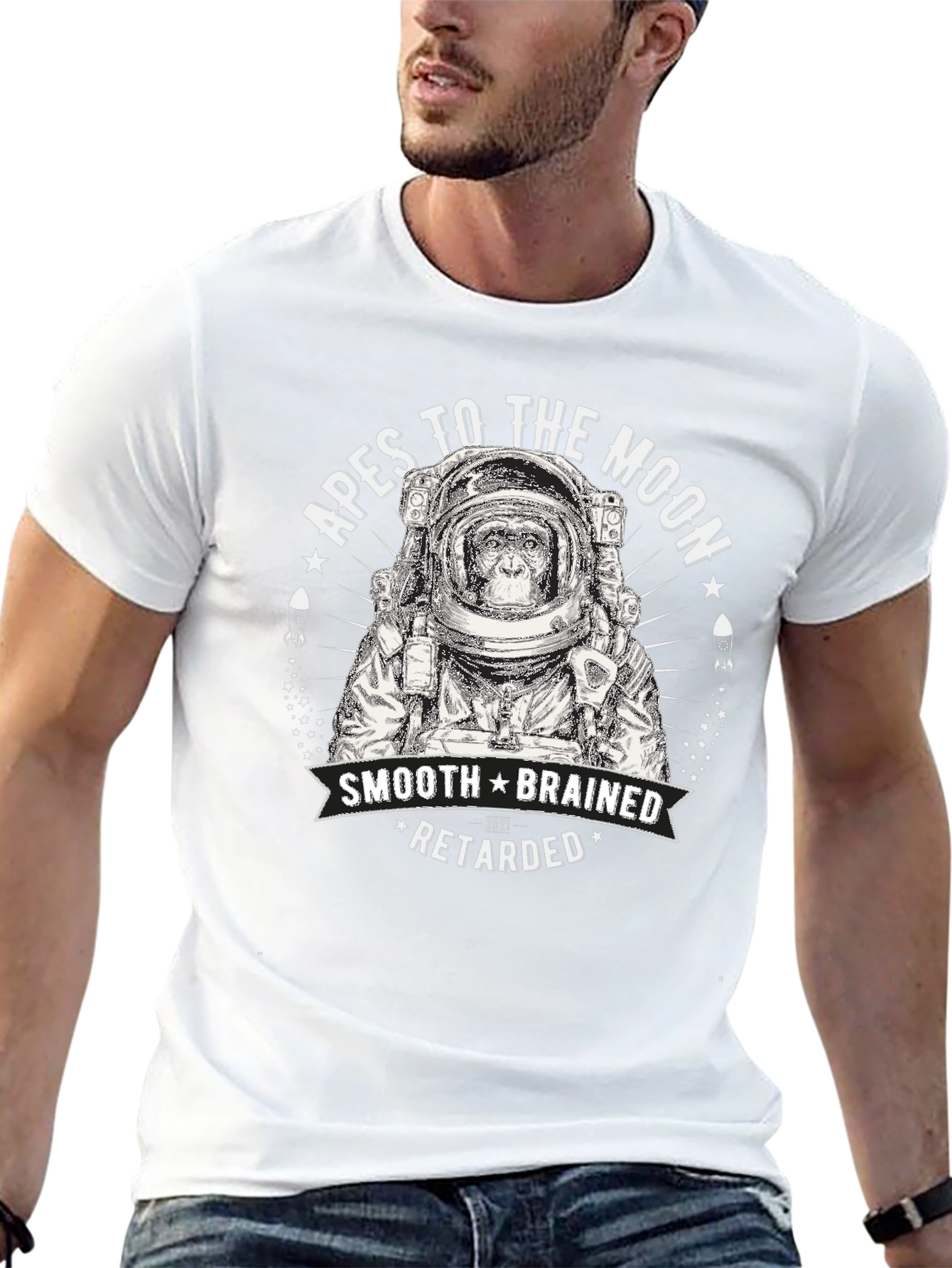 Apes to the Moon T-Shirt - Smooth Brain Edition