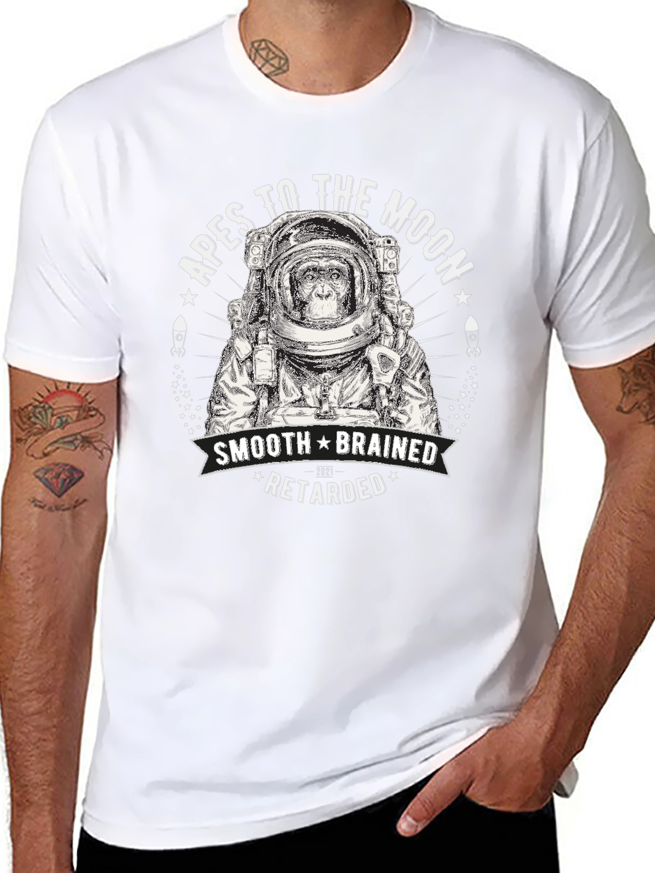Apes to the Moon T-Shirt - Smooth Brain Edition