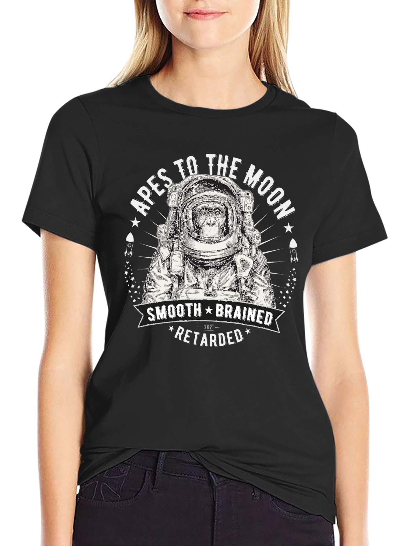 Apes to the Moon T-Shirt - Smooth Brain Edition