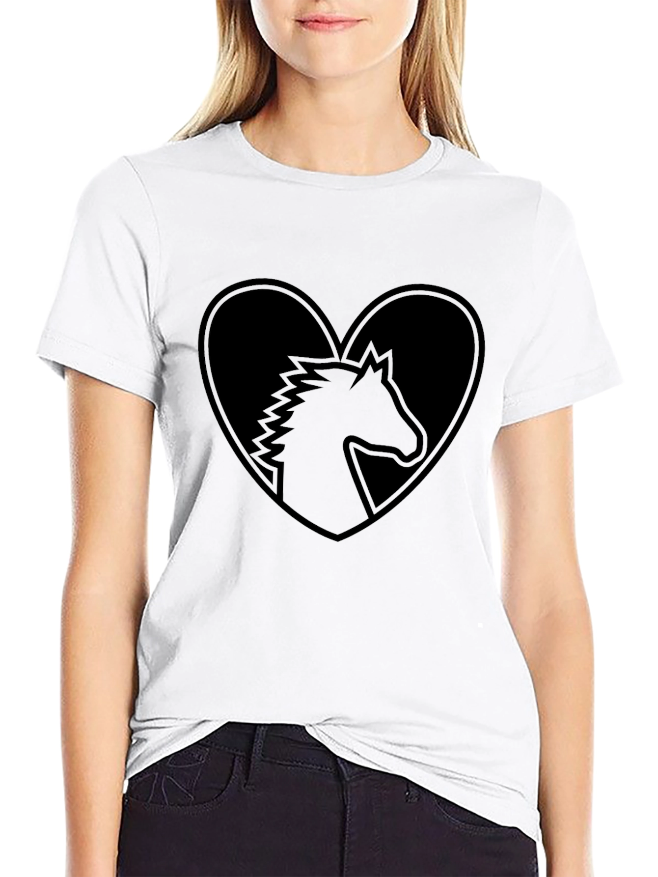 Horse Lover Tee - Heart Silhouette Graphic Shirt