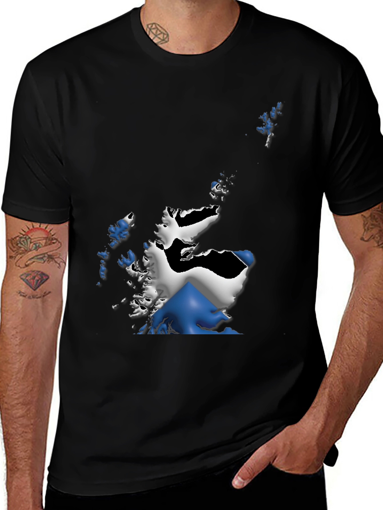 Scotland Flag Map Mens Graphic T-Shirt