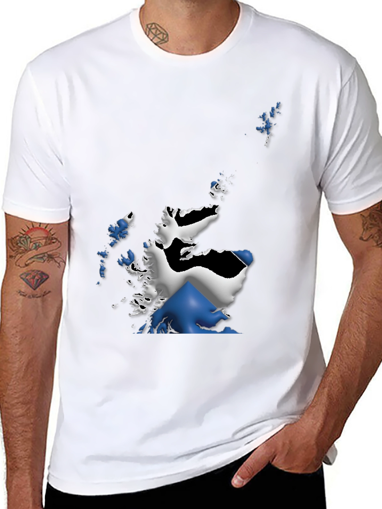 Scotland Flag Map Mens Graphic T-Shirt