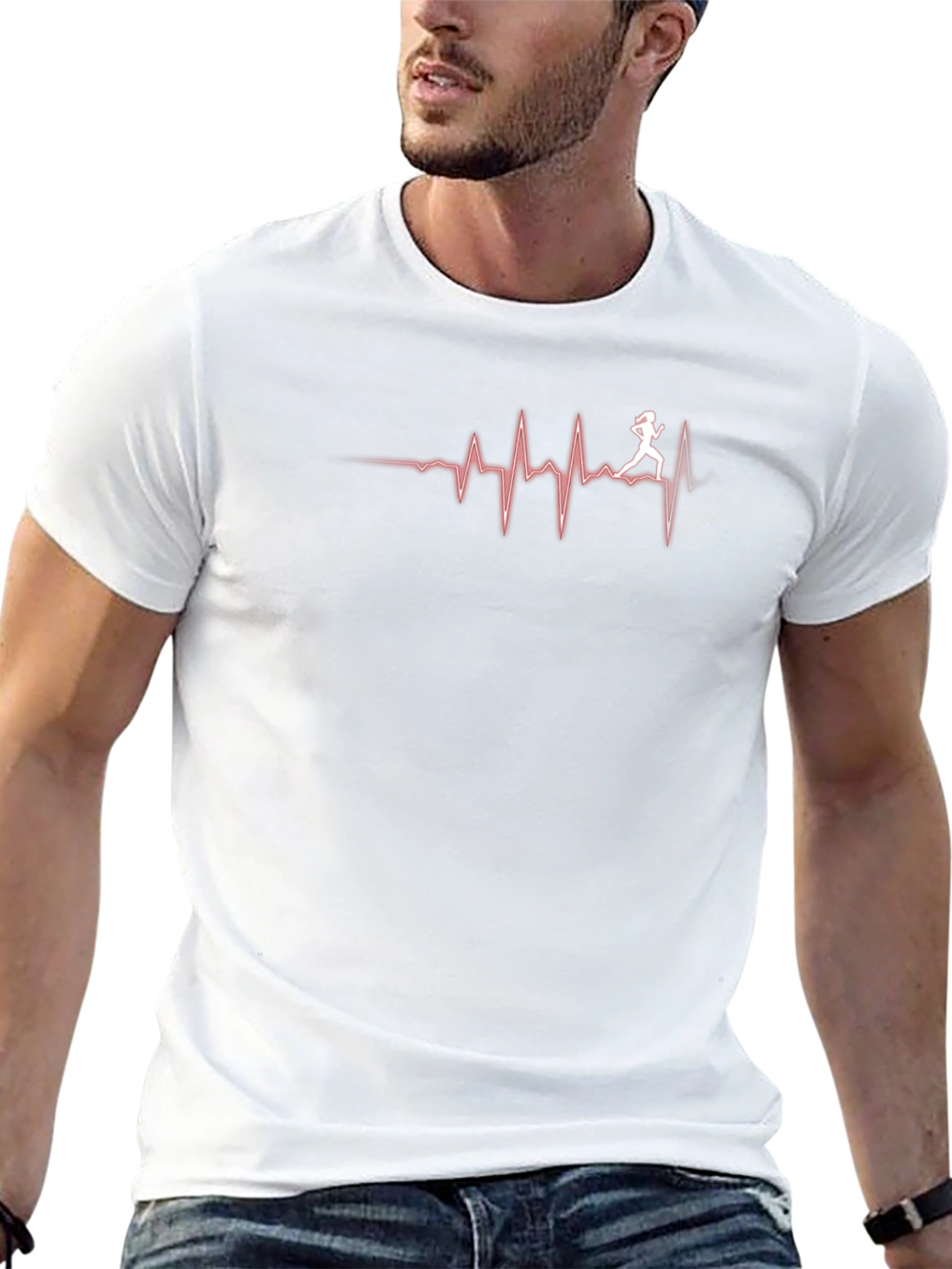 Runner Heartbeat Graphic Tee - Black Cotton T-Shirt