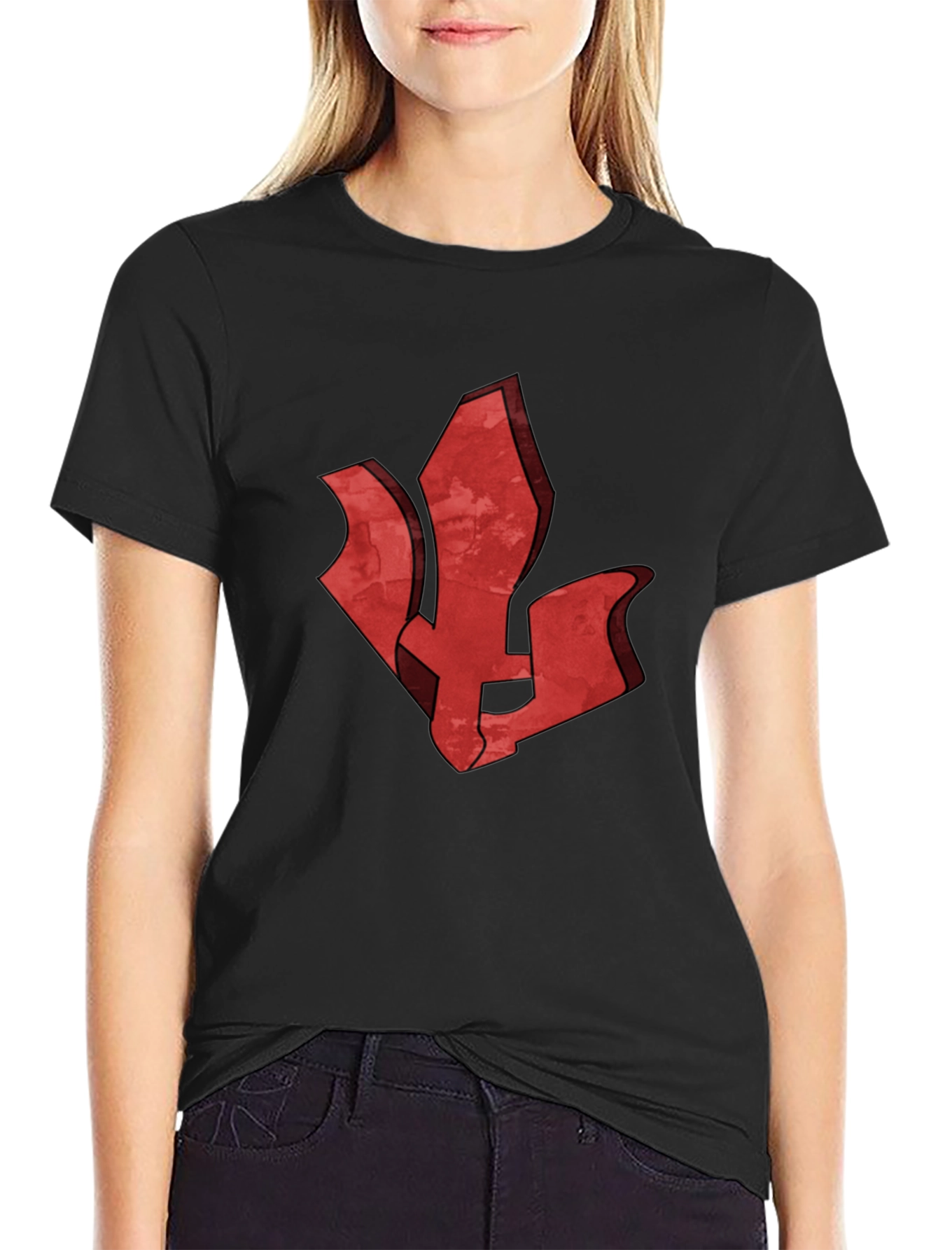 Red Emblem Black T-Shirt - Stylish Graphic Tee