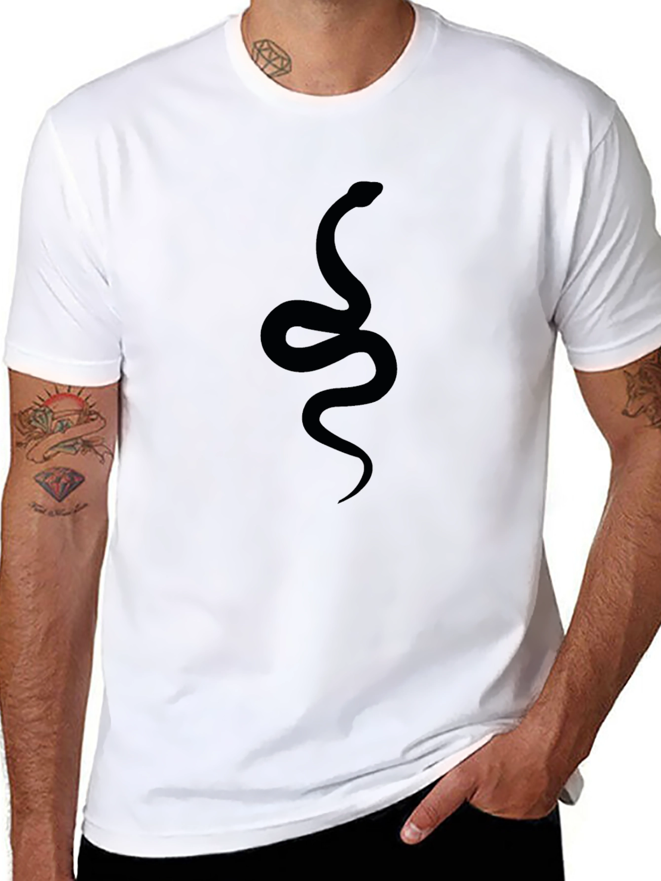 Mens Black Snake Graphic Tee - Stylish Casual Wear