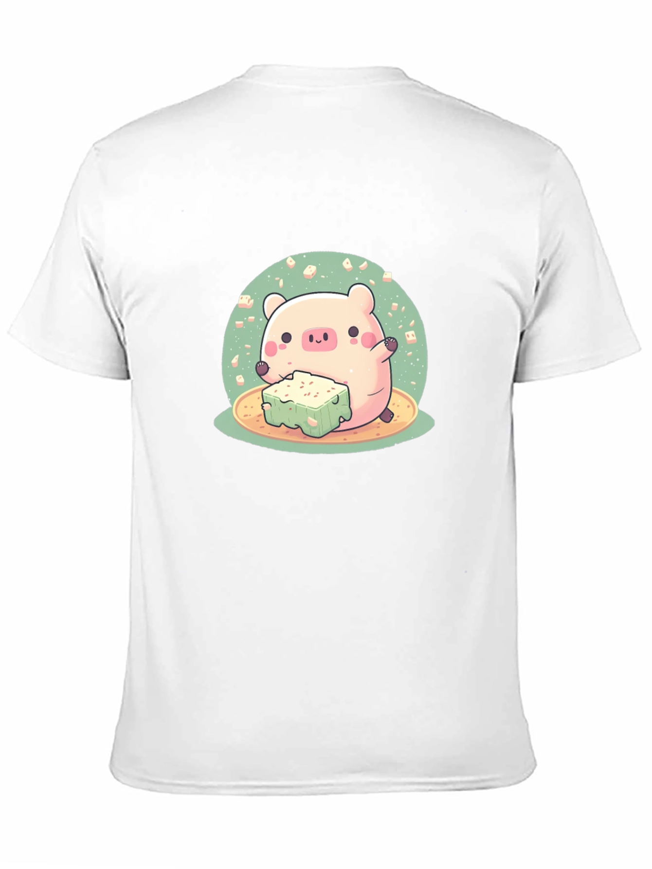 Cute Pig Eating Tofu Graphic Tee