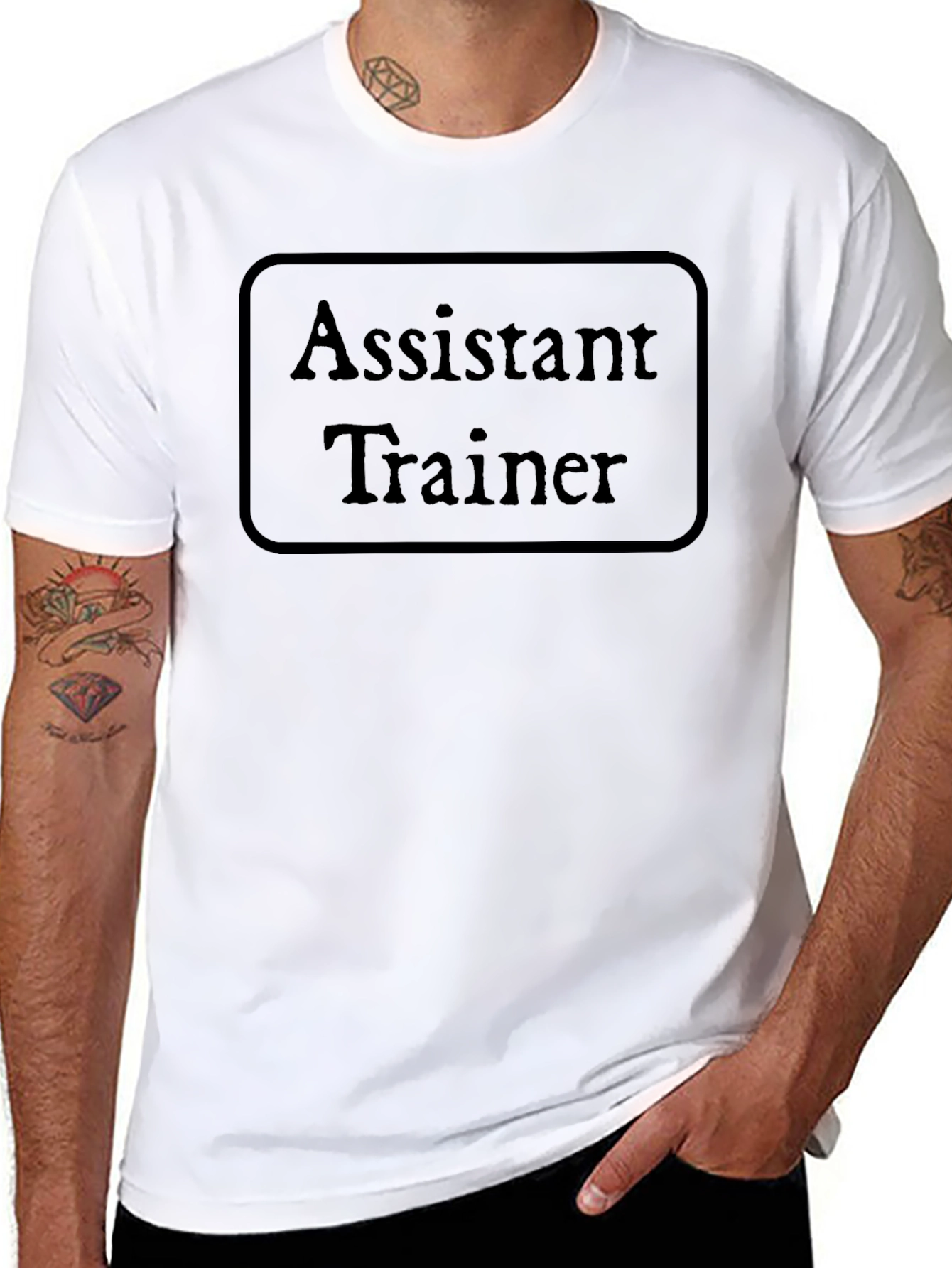 Assistant Trainer Black T-Shirt Crew Neck Casual
