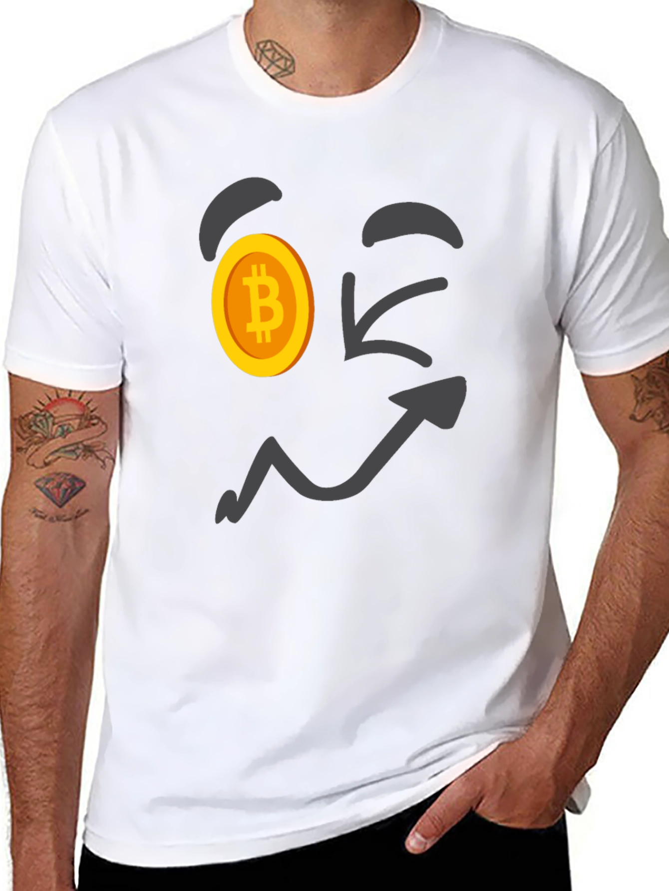 Bitcoin Wink Face T-Shirt - Crypto Currency Tee