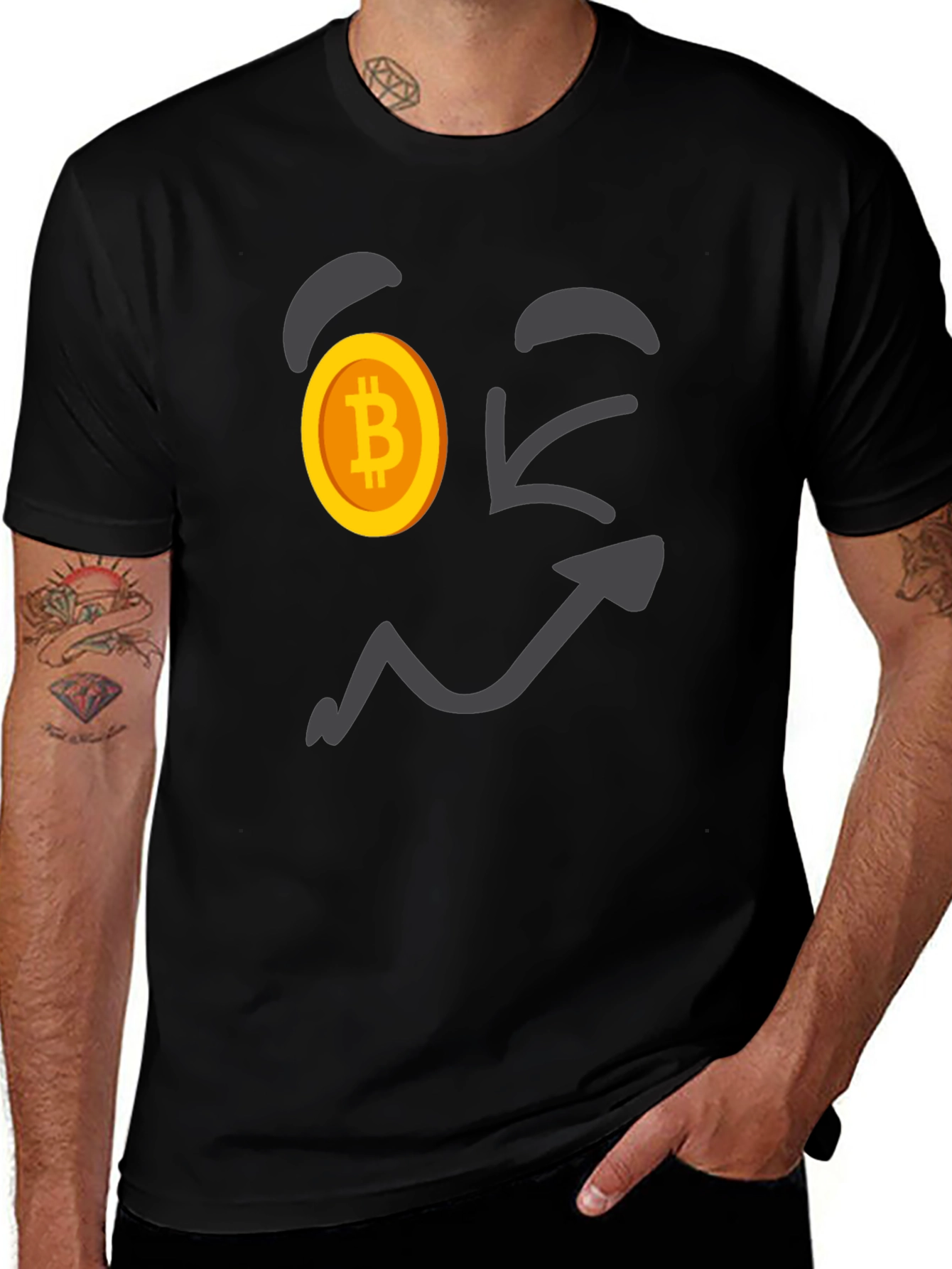 Bitcoin Wink Face T-Shirt - Crypto Currency Tee