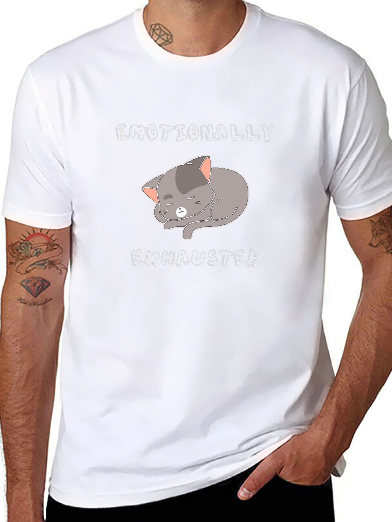Emotionally Exhausted Cat T-Shirt - Unisex