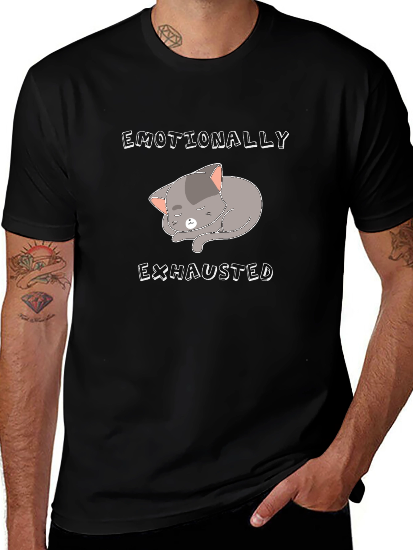 Emotionally Exhausted Cat T-Shirt - Unisex