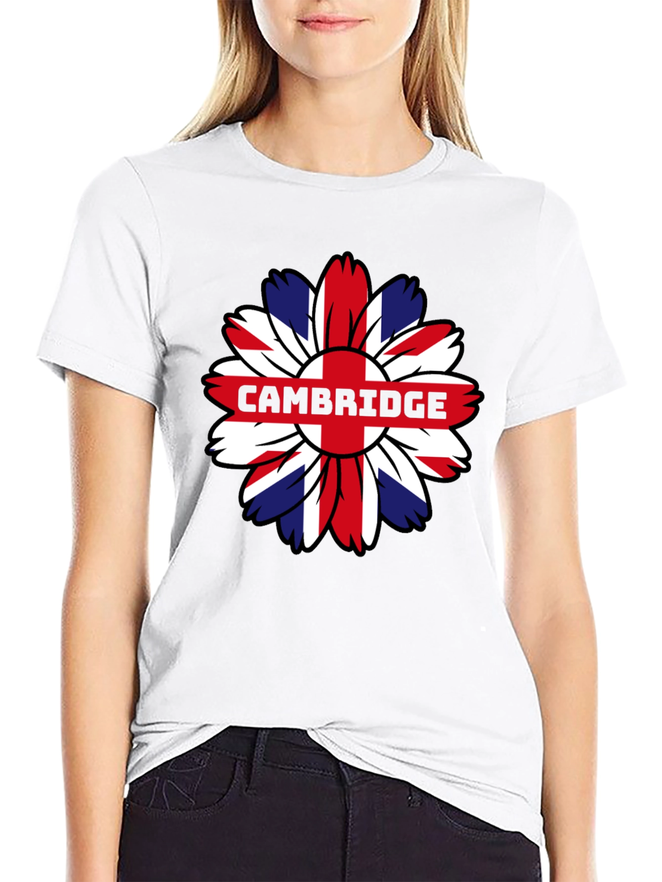 Cambridge UK Flag Flower Graphic Tee