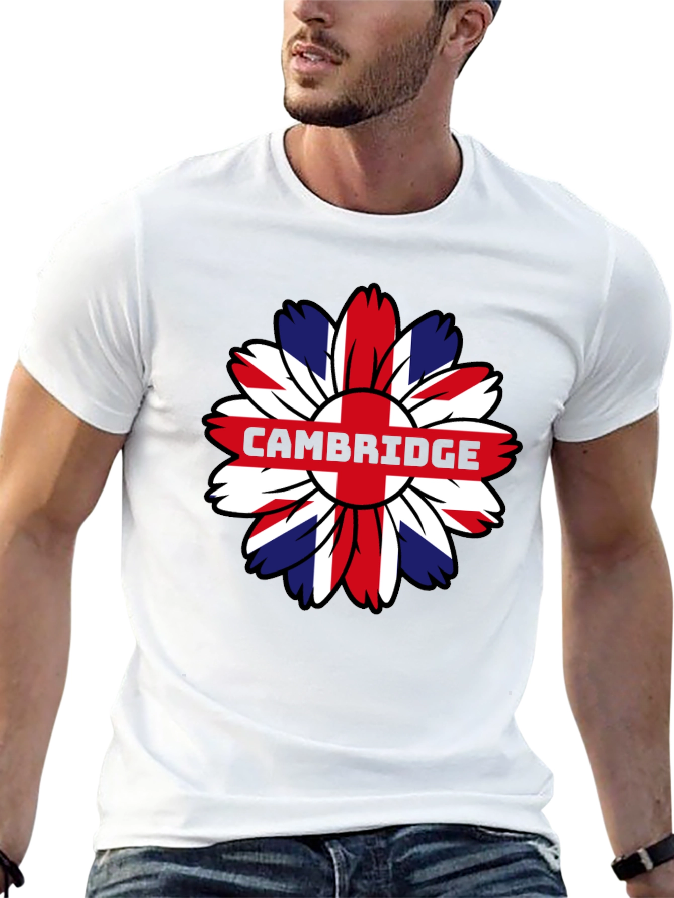 Cambridge UK Flag Flower Graphic Tee