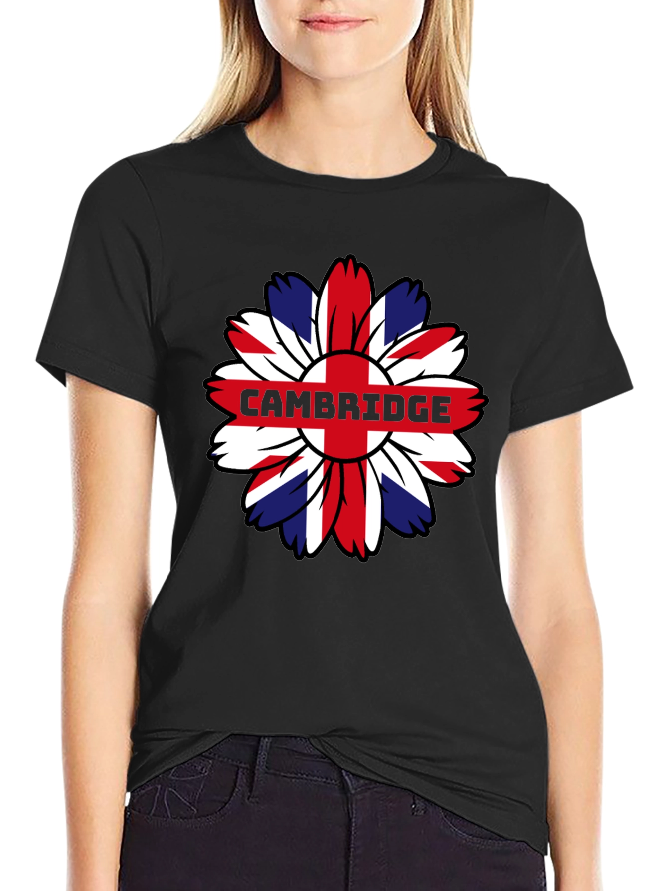 Cambridge UK Flag Flower Graphic Tee