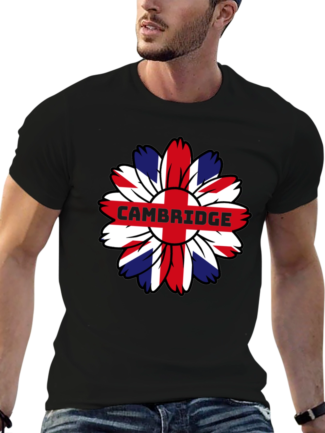 Cambridge UK Flag Flower Graphic Tee