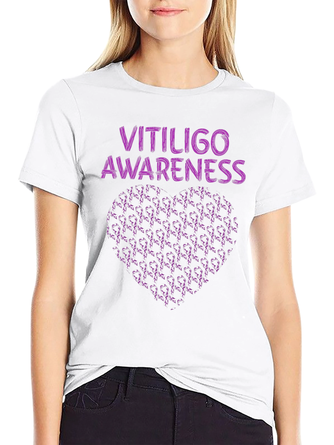 Vitiligo Awareness Heart Ribbon T-Shirt