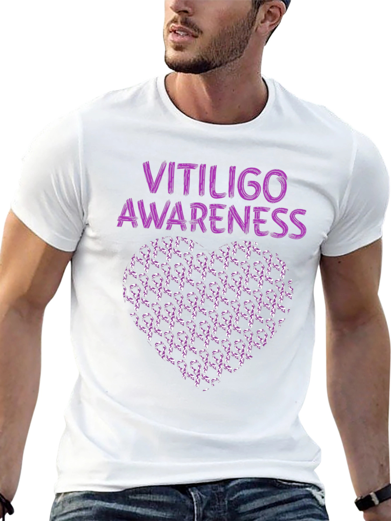 Vitiligo Awareness Heart Ribbon T-Shirt