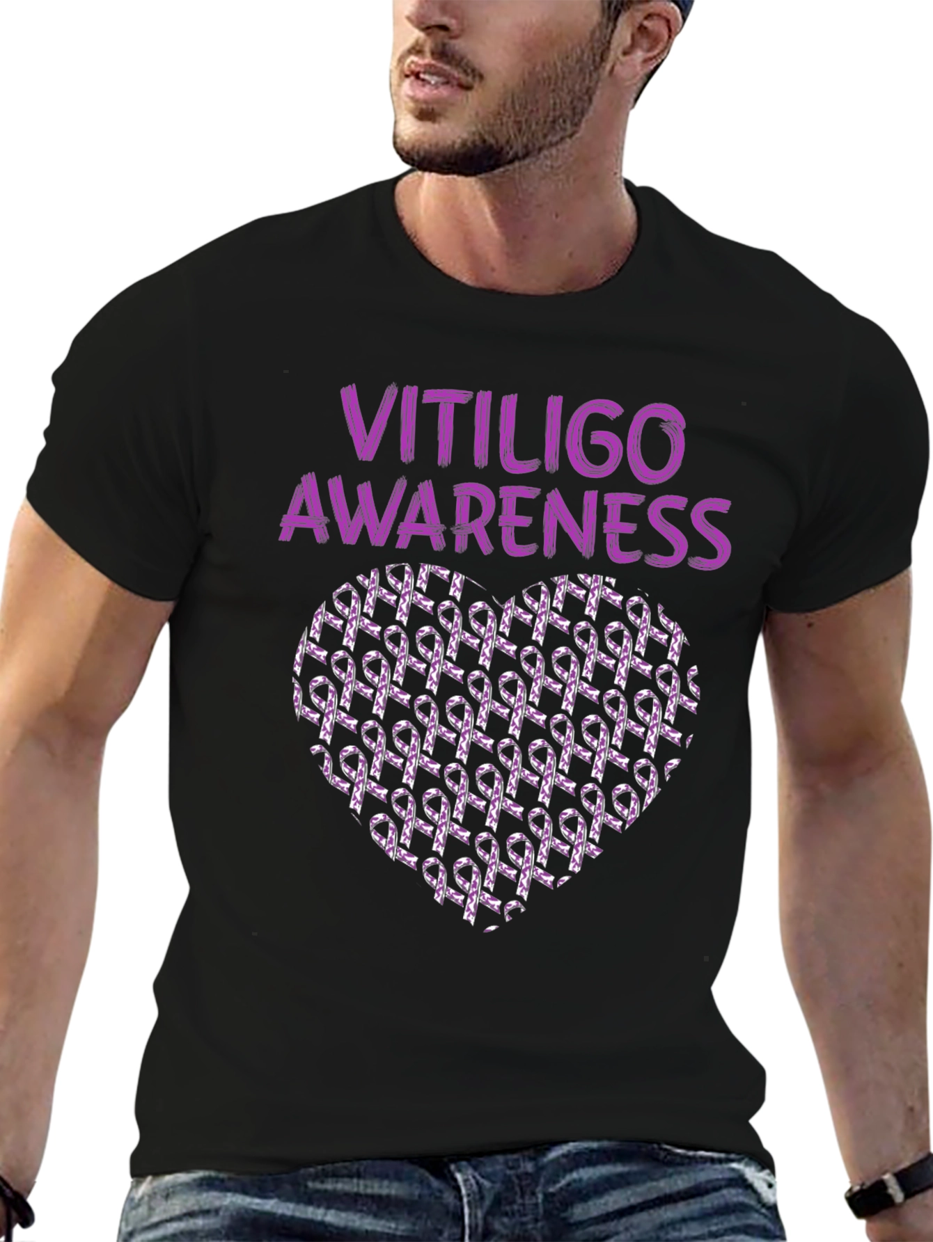 Vitiligo Awareness Heart Ribbon T-Shirt