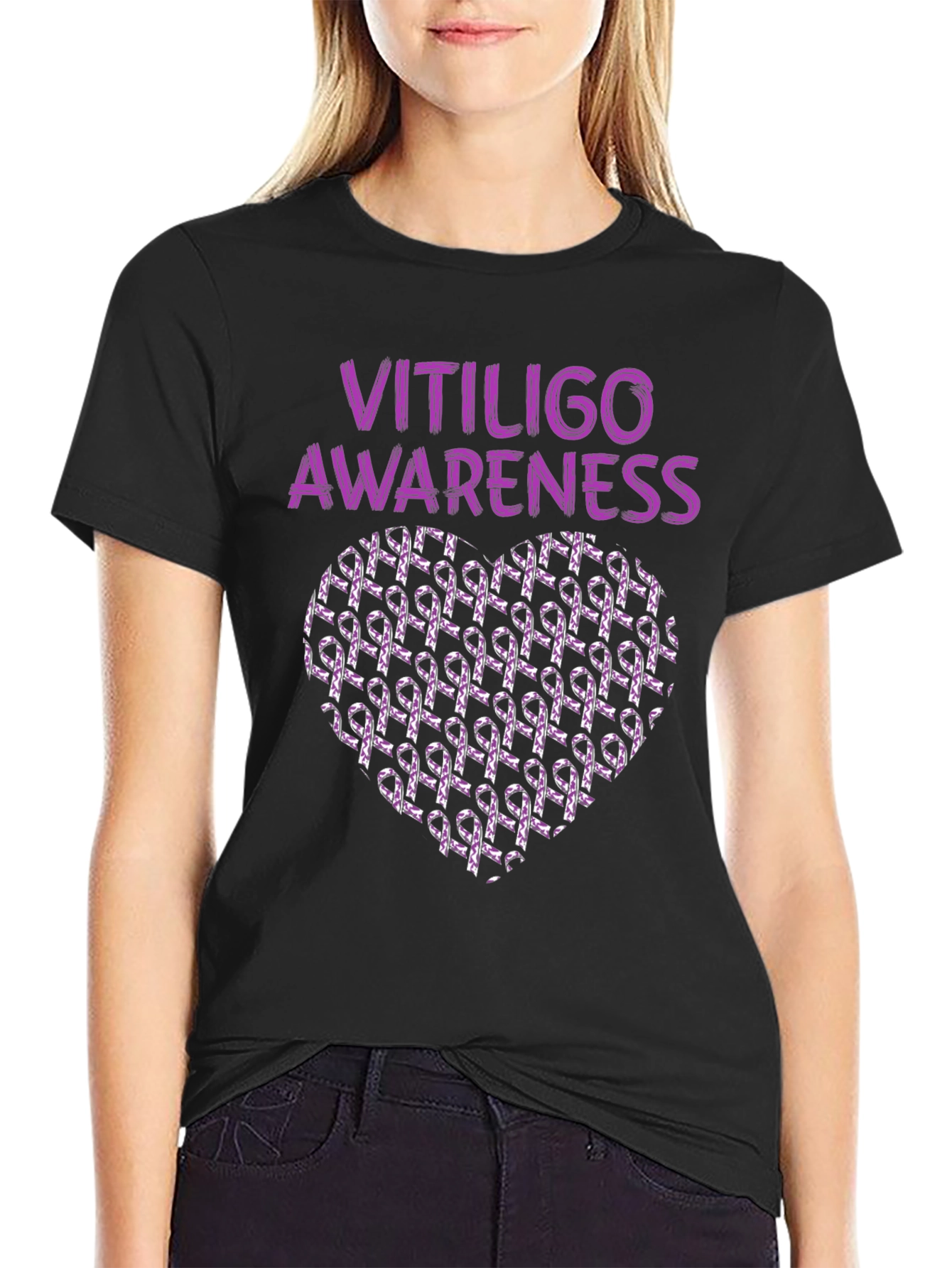 Vitiligo Awareness Heart Ribbon T-Shirt
