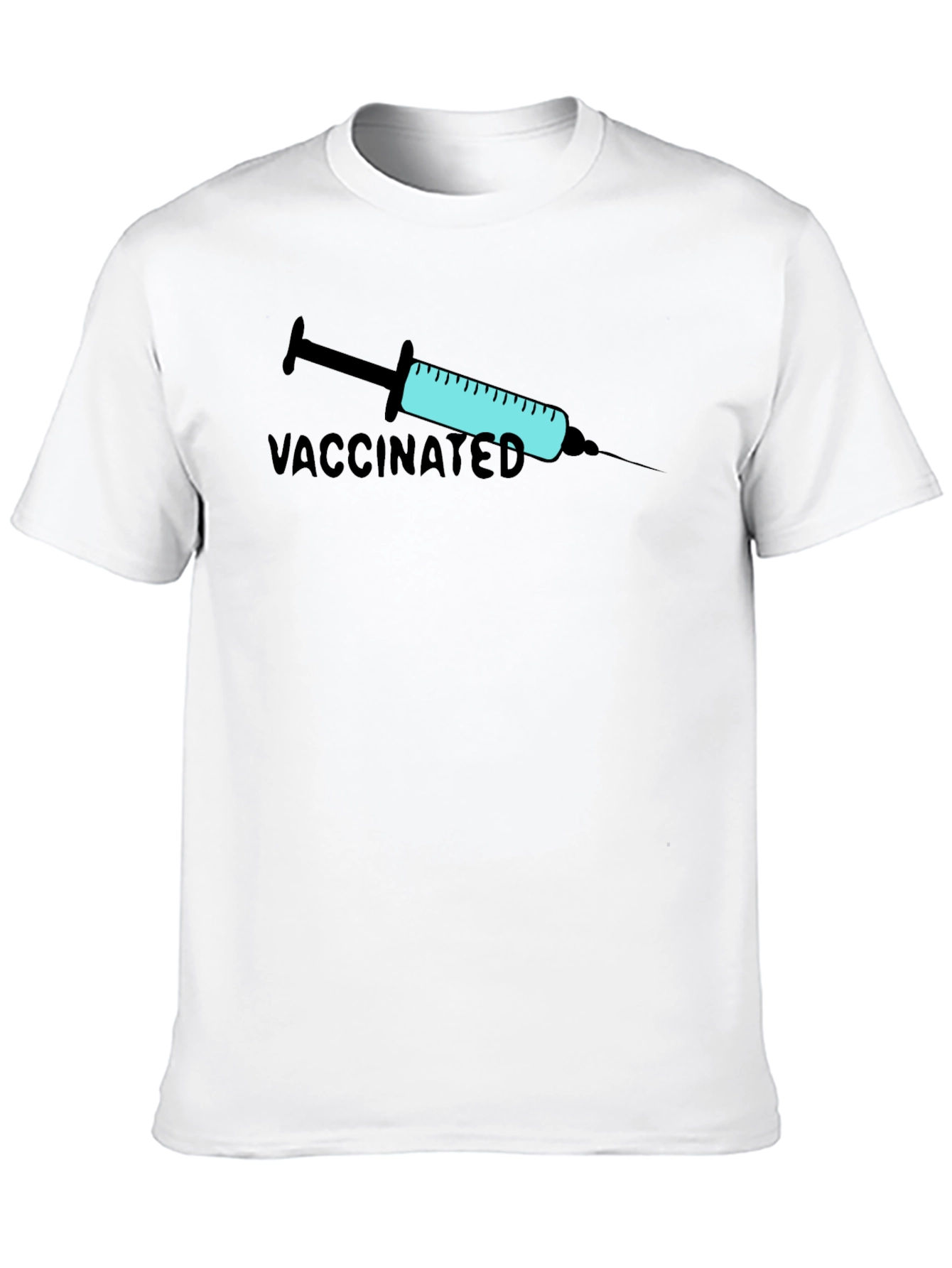 Vaccinated Graphic Print T-Shirt - Black
