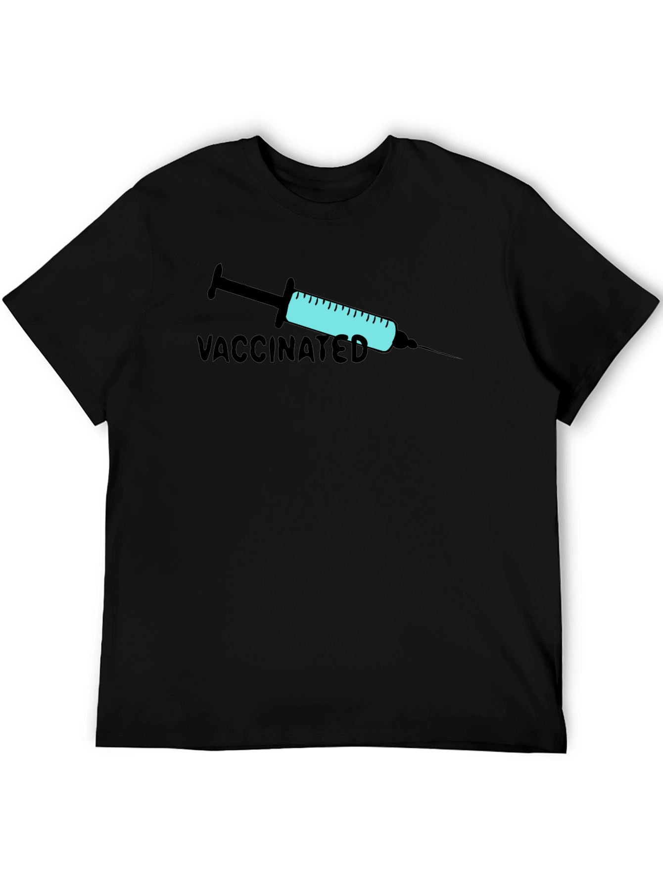 Vaccinated Graphic Print T-Shirt - Black