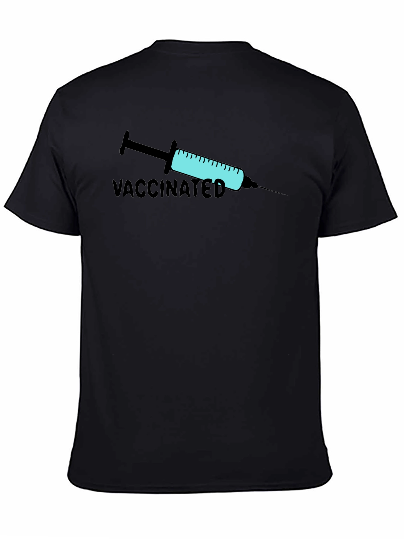 Vaccinated Graphic Print T-Shirt - Black